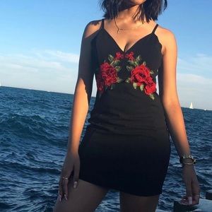 Black Dress with Floral Detail